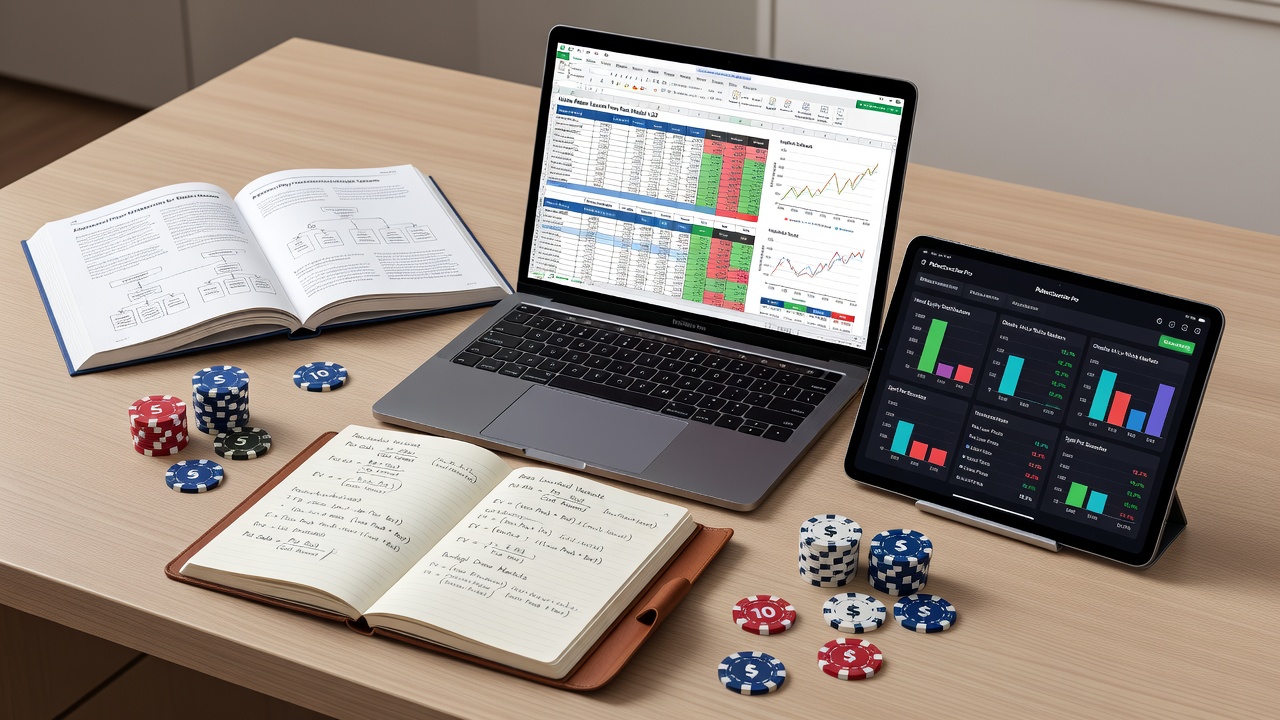 Detailed charts showing variance and margin calculations for poker variant promotions