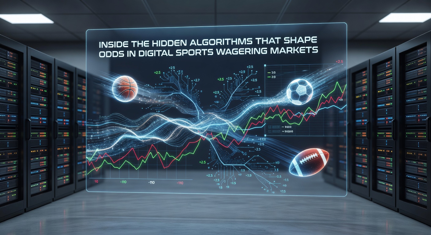 Server racks and data visualization screens illustrating backend sports betting algorithm infrastructure