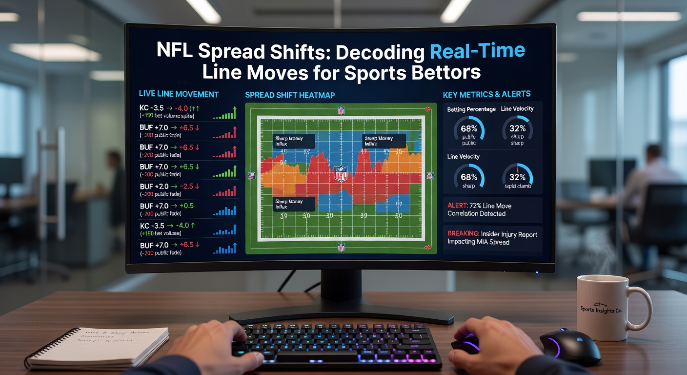 Sportsbook app interface displaying live NFL spread changes with graphs