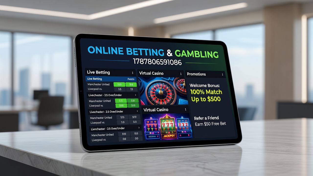 Mobile device displaying secure online gambling interface with verification steps