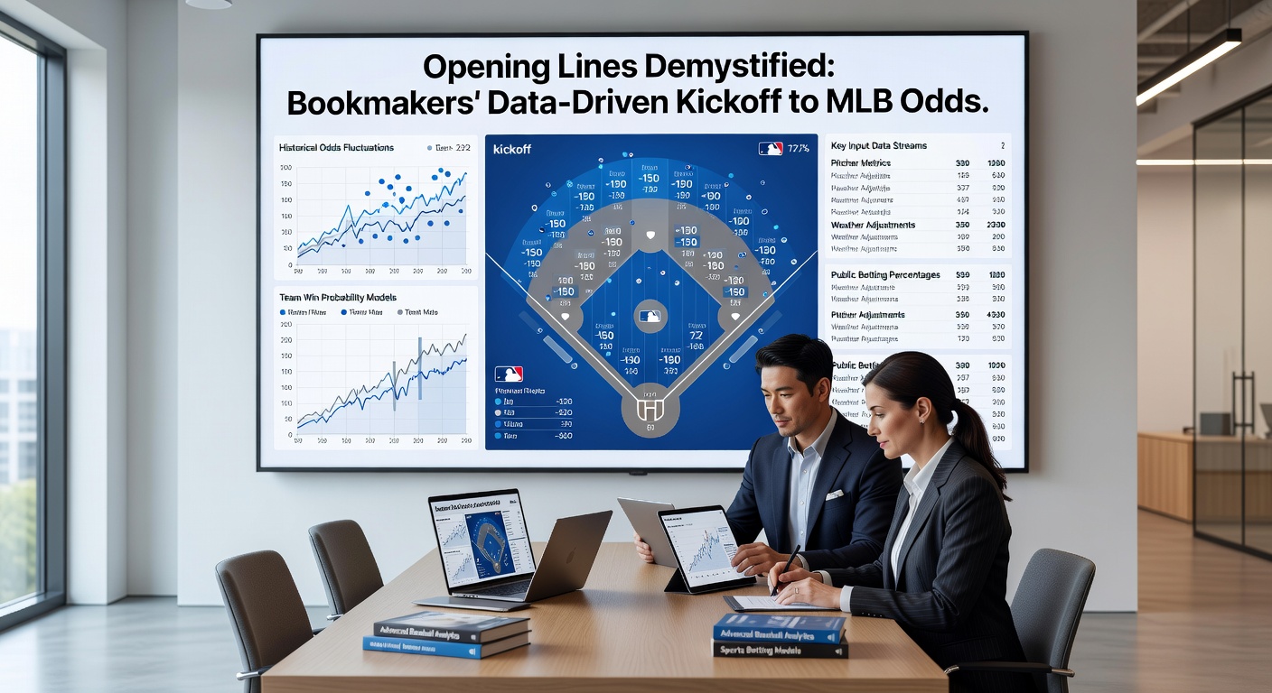 Graphs and charts displaying MLB opening line movements and predictive model outputs