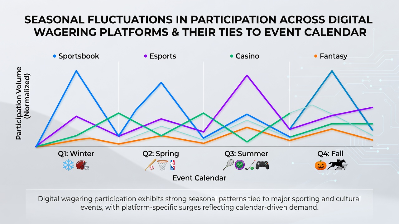 Charts illustrating wagering volume changes during international tournaments and league breaks