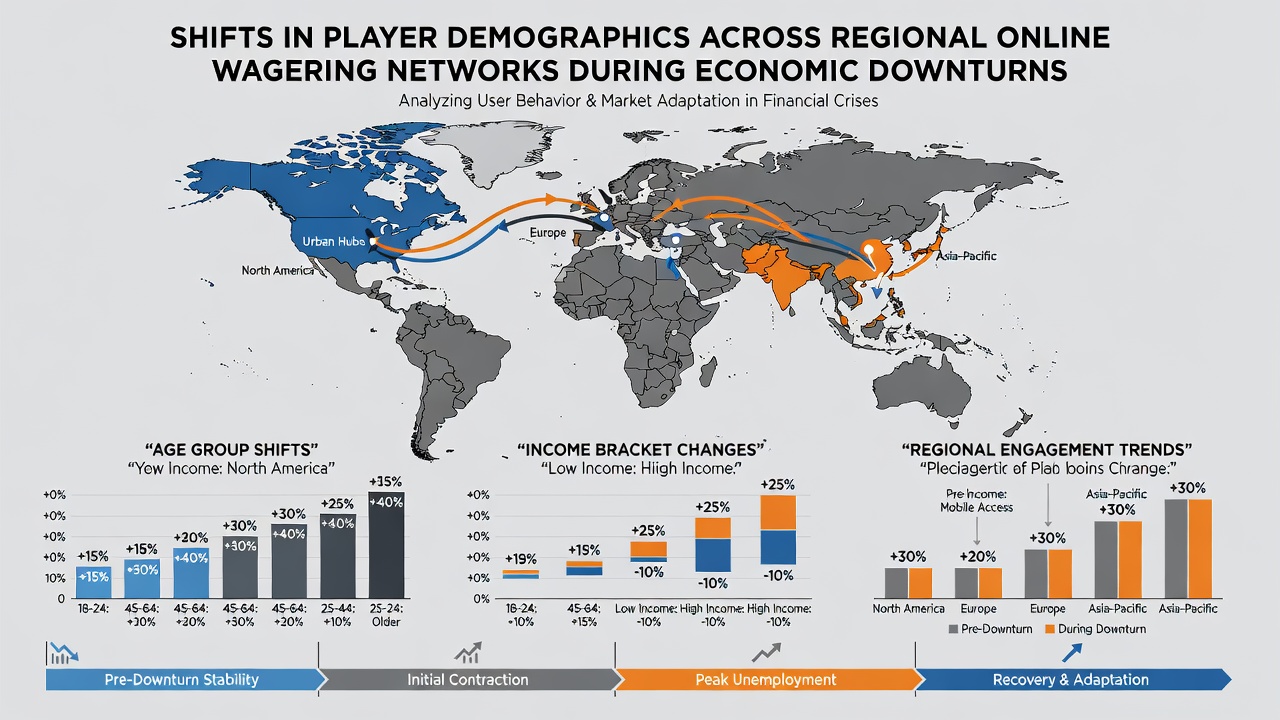 Chart illustrating income bracket changes among online wagering participants in different global regions