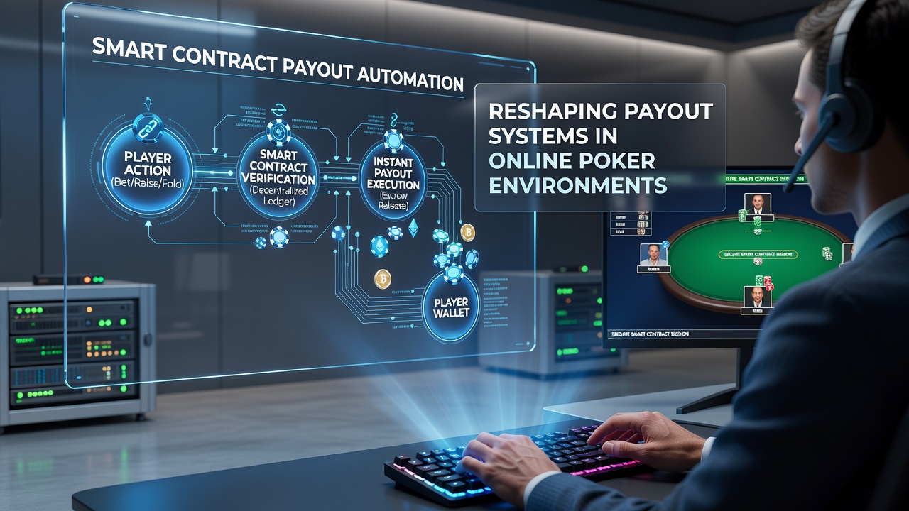 Close-up view of a smart contract dashboard displaying poker payout transactions on a distributed ledger