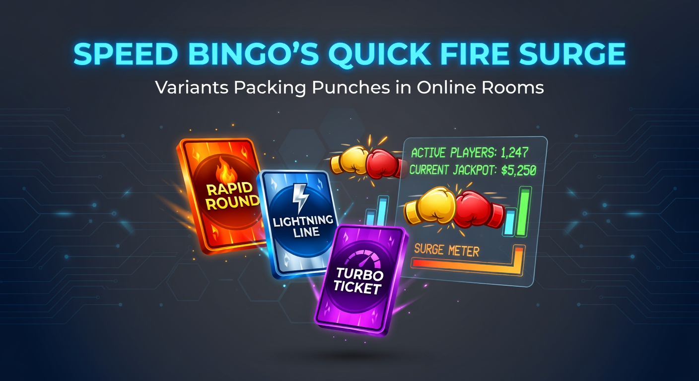 Dynamic screenshot of Quick Fire Surge bingo variant with surging bonus balls and jackpot counters ticking up rapidly