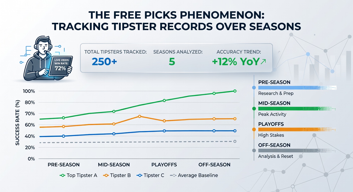 Tipster leaderboard displaying seasonal ROI rankings, with top performers highlighted in green and declining ones in red